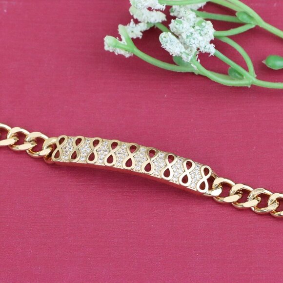 "Elegant Infinity Pattern Rose Gold Bracelet with Sparkling CZ Stones, XPBL0965 - Picture 2 of 12